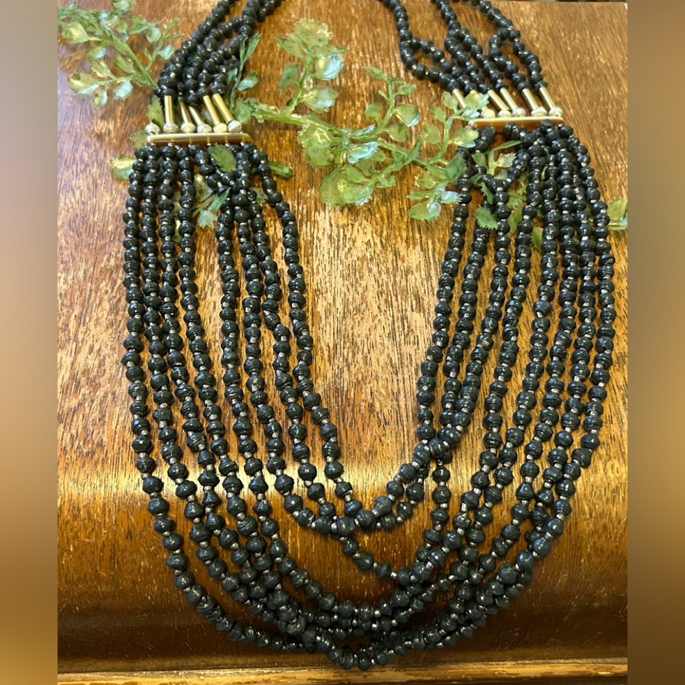 Noonday Midnight Necklace paper beads from Uganda.